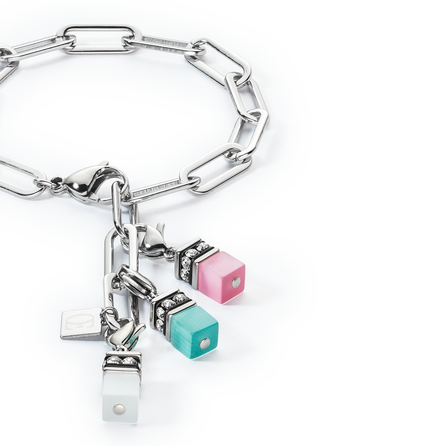Bracciale Happy Iconic Cube Charms argento-pastello