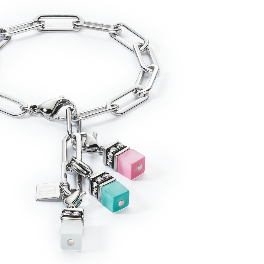 Bracciale Happy Iconic Cube Charms argento-pastello