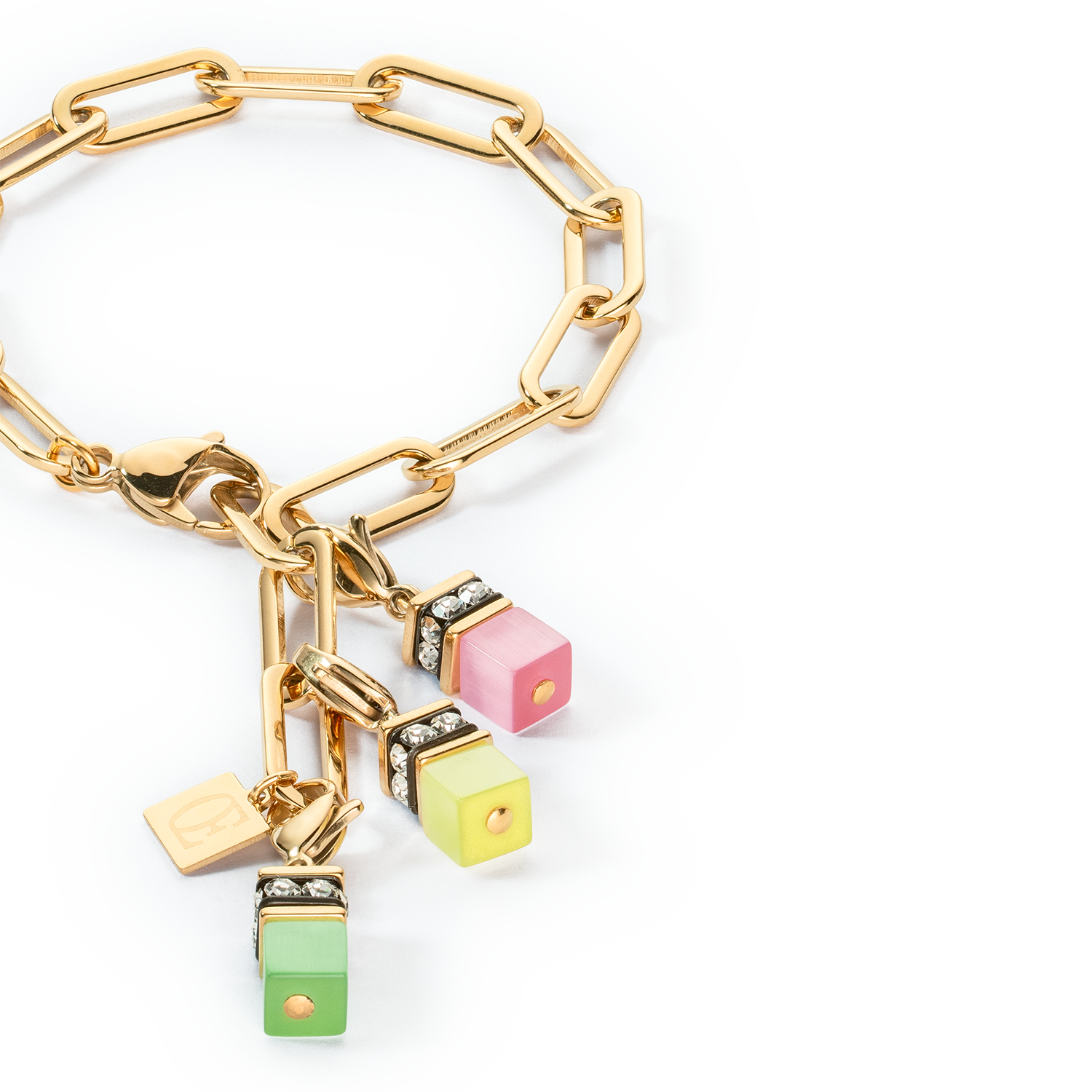 Bracciale Happy Iconic Cube Charms oro-pastello