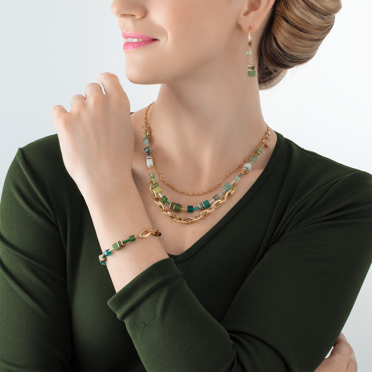 Bracciale GeoCUBE® Festive Layer oro-verde