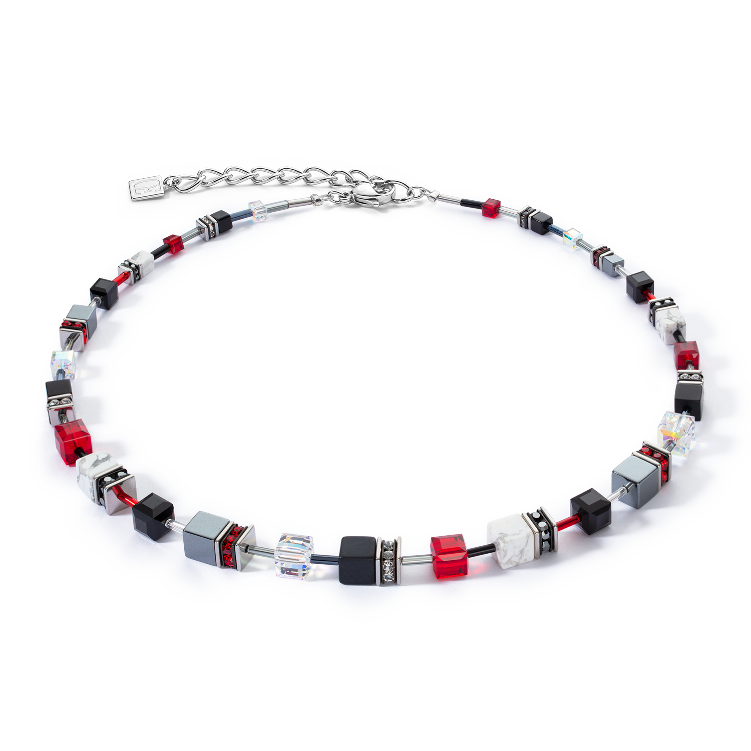 Collana GeoCUBE® Iconic Precious 47,5 cm nero-rosso