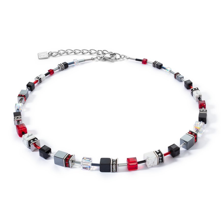 Collana GeoCUBE® Iconic Precious 47,5 cm nero-rosso