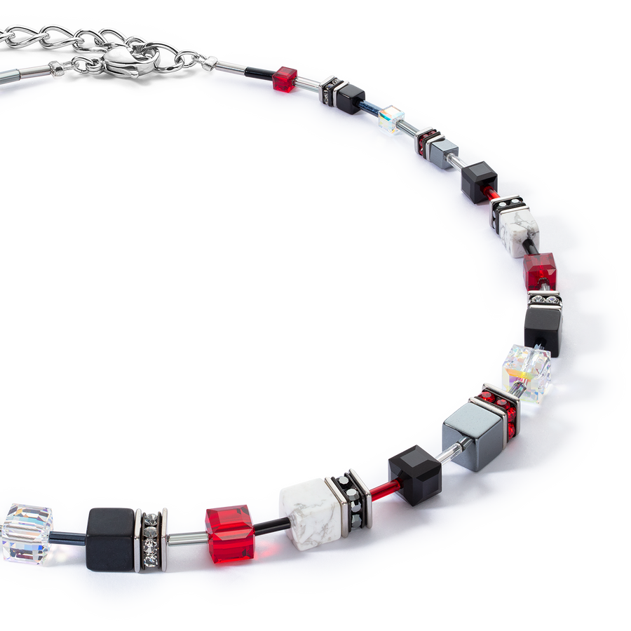 Collana GeoCUBE® Iconic Precious 47,5 cm nero-rosso