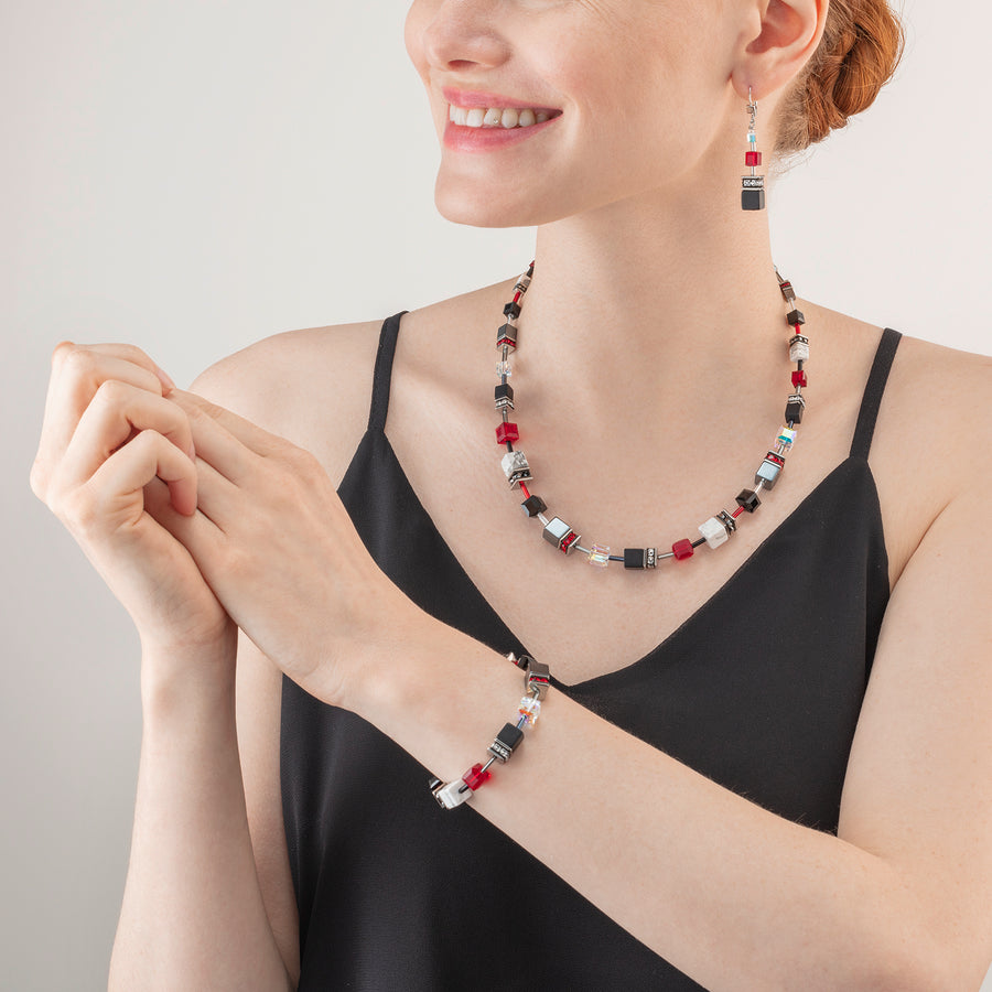 Collana GeoCUBE® Iconic Precious 47,5 cm nero-rosso