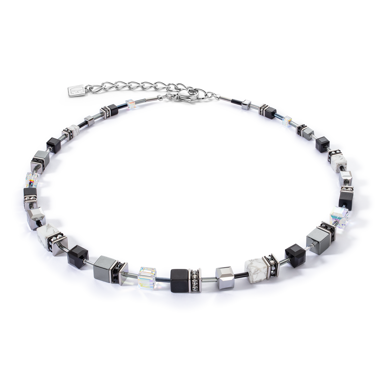 Collana GeoCUBE® Iconic Precious 47,5 cm nero-bianco