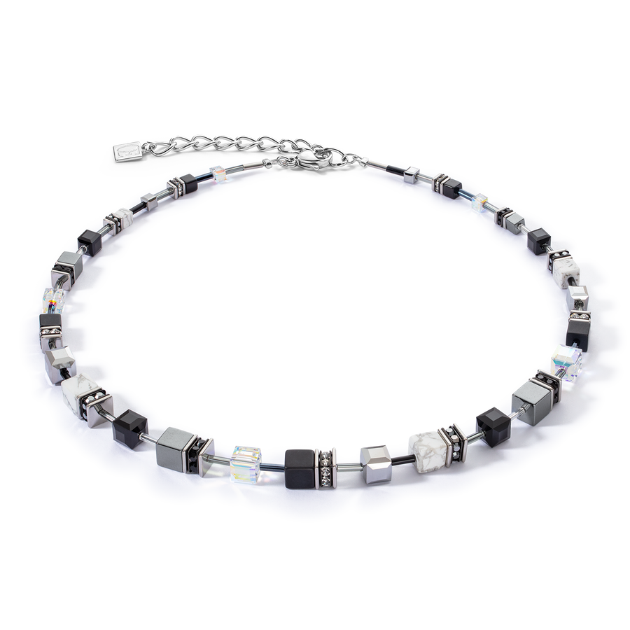 Collana GeoCUBE® Iconic Precious 47,5 cm nero-bianco