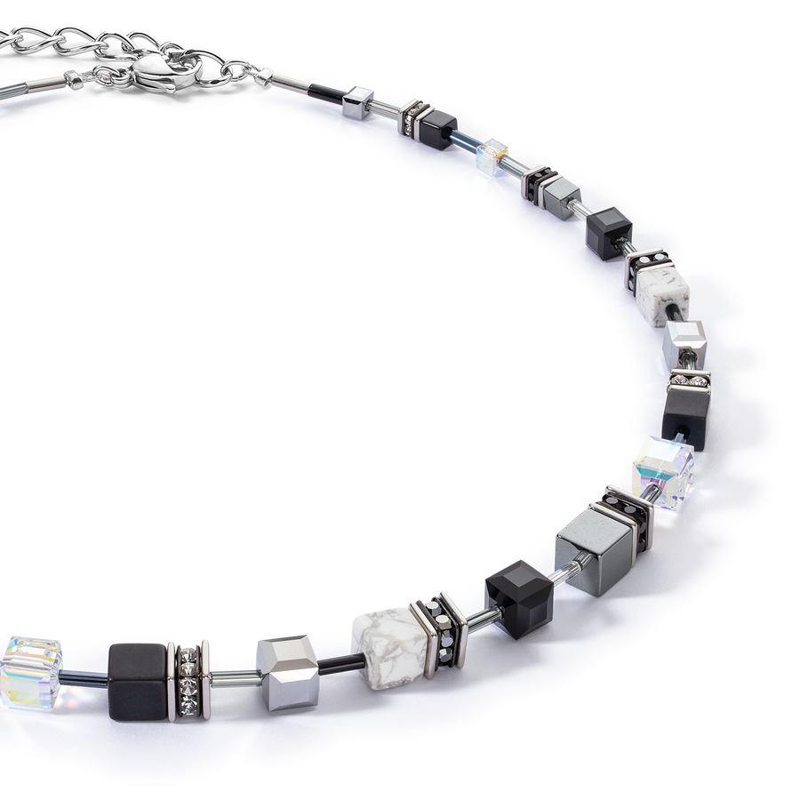 Collana GeoCUBE® Iconic Precious 47,5 cm nero-bianco