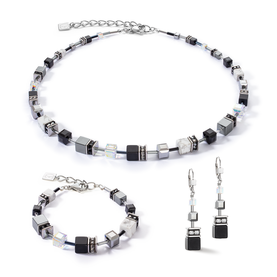 Collana GeoCUBE® Iconic Precious 47,5 cm nero-bianco