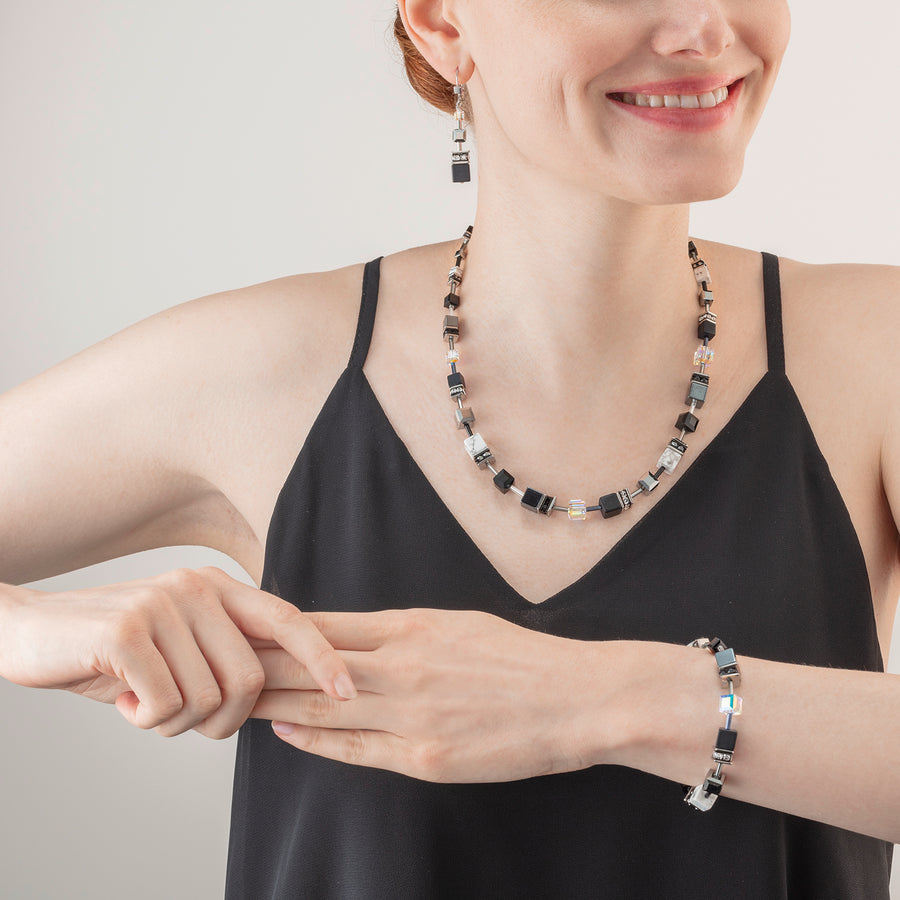 Collana GeoCUBE® Iconic Precious 47,5 cm nero-bianco