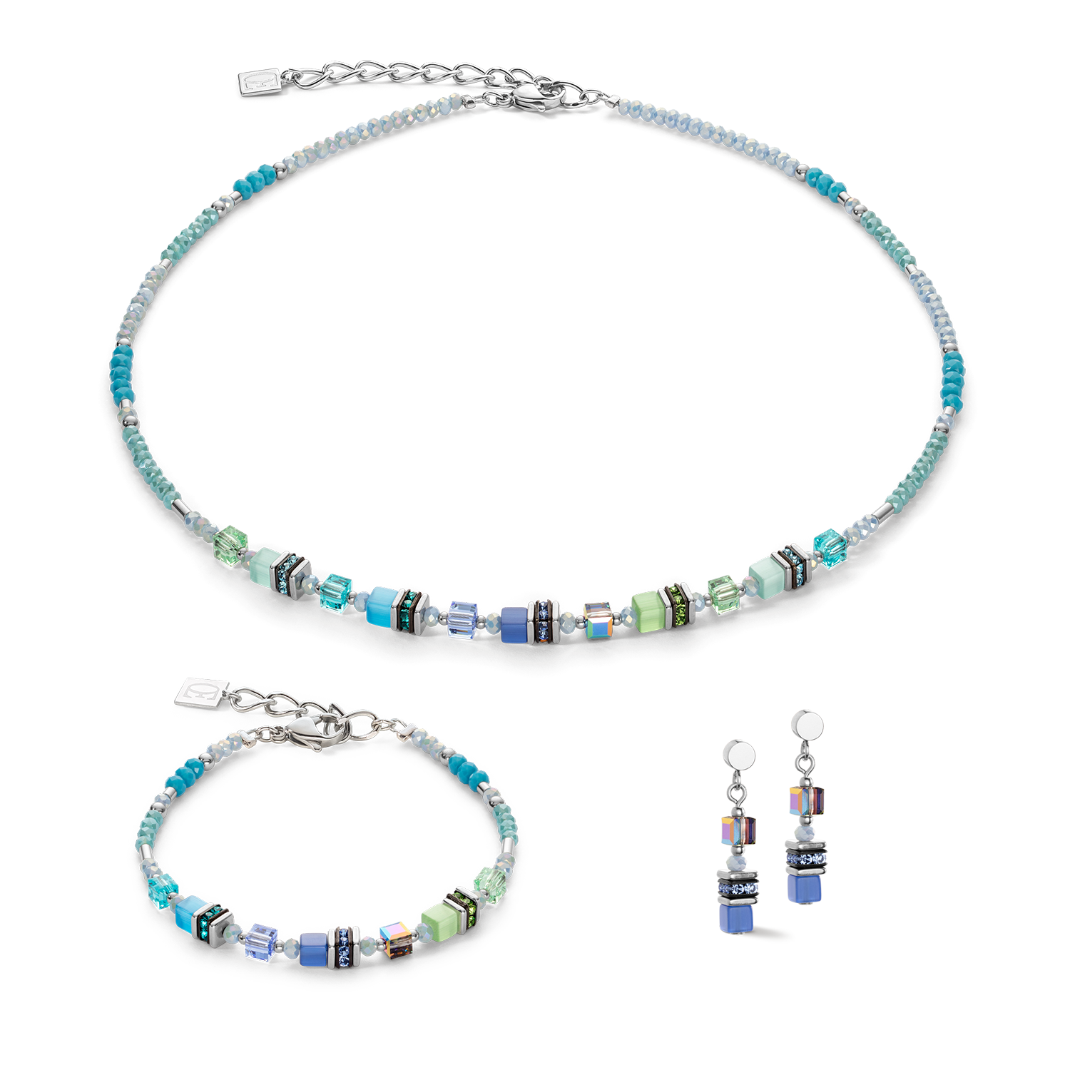 Collana Cube Story Sparkling blu verde