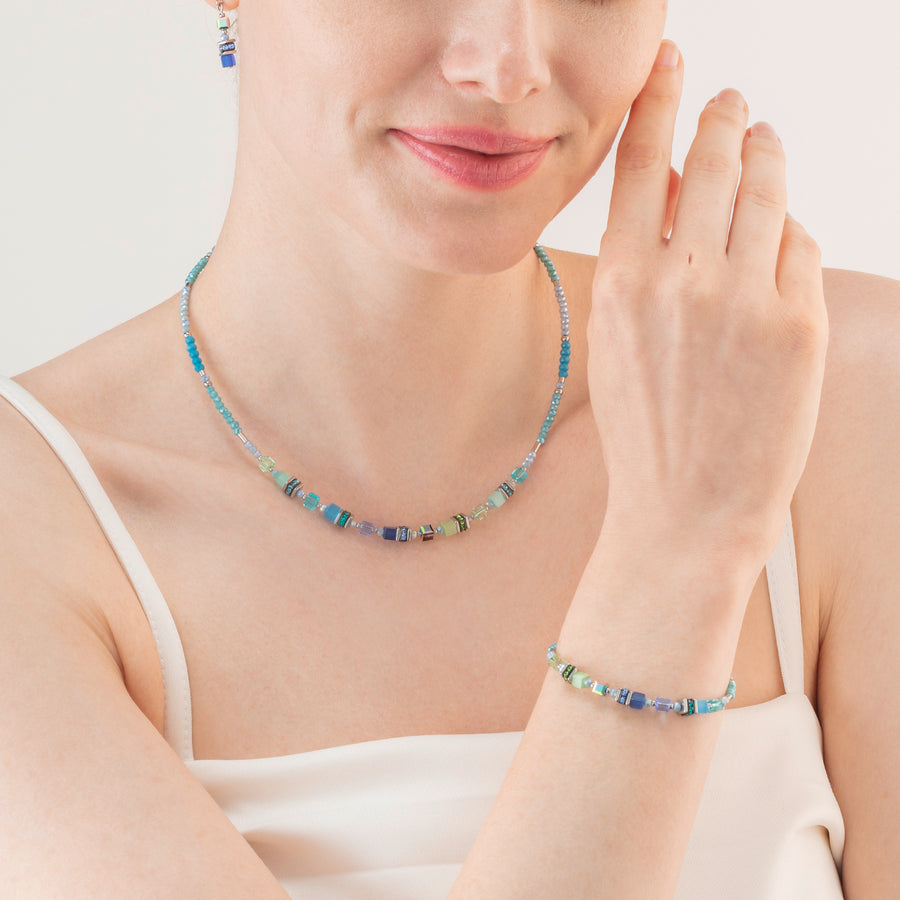 Collana Cube Story Sparkling blu verde