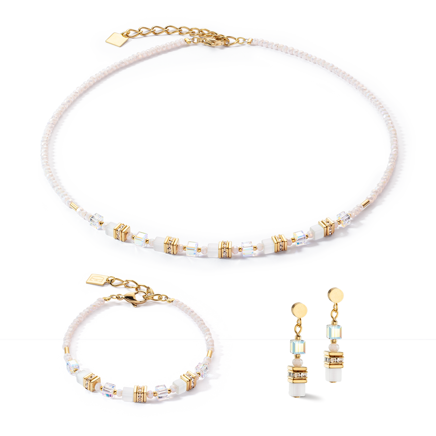 Collana Mini Cubes oro-bianco