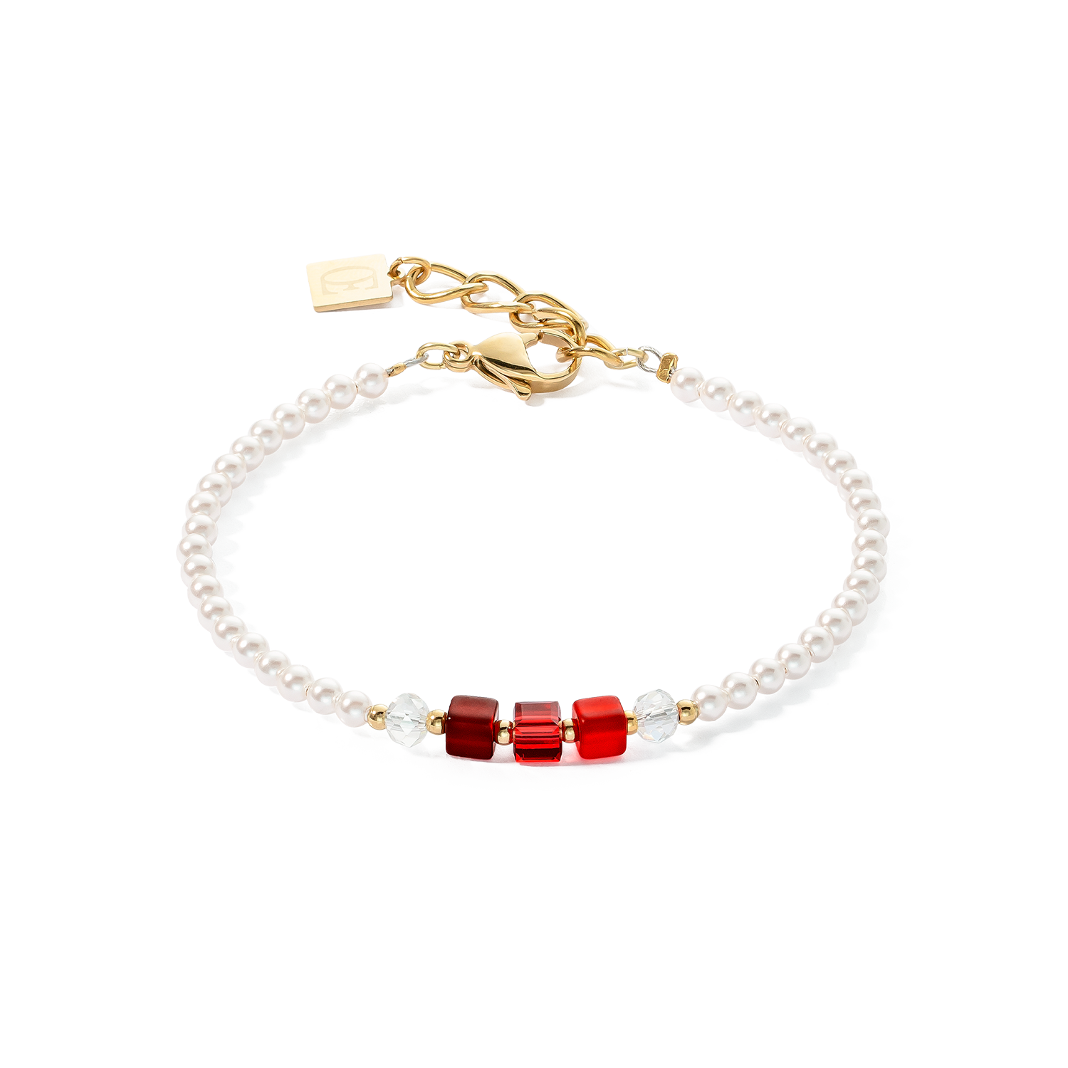 Bracciale Princess Pearls & Cubes oro-rosso