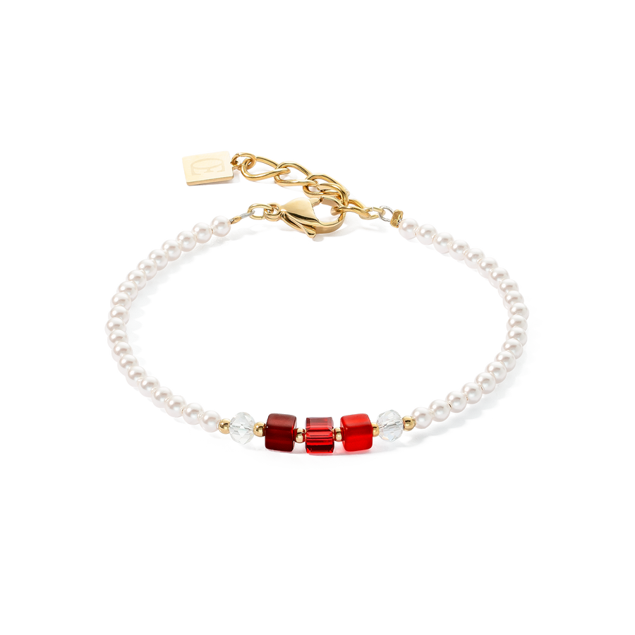 Bracciale Princess Pearls & Cubes oro-rosso