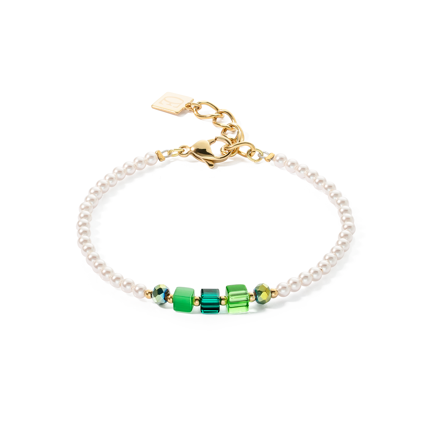 Bracciale Princess Pearls & Cubes oro-verde