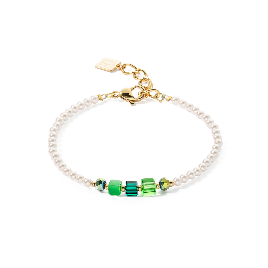 Bracciale Princess Pearls & Cubes oro-verde