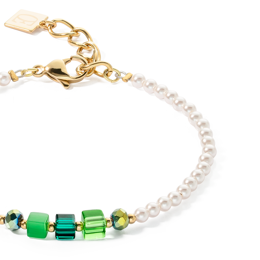 Bracciale Princess Pearls & Cubes oro-verde