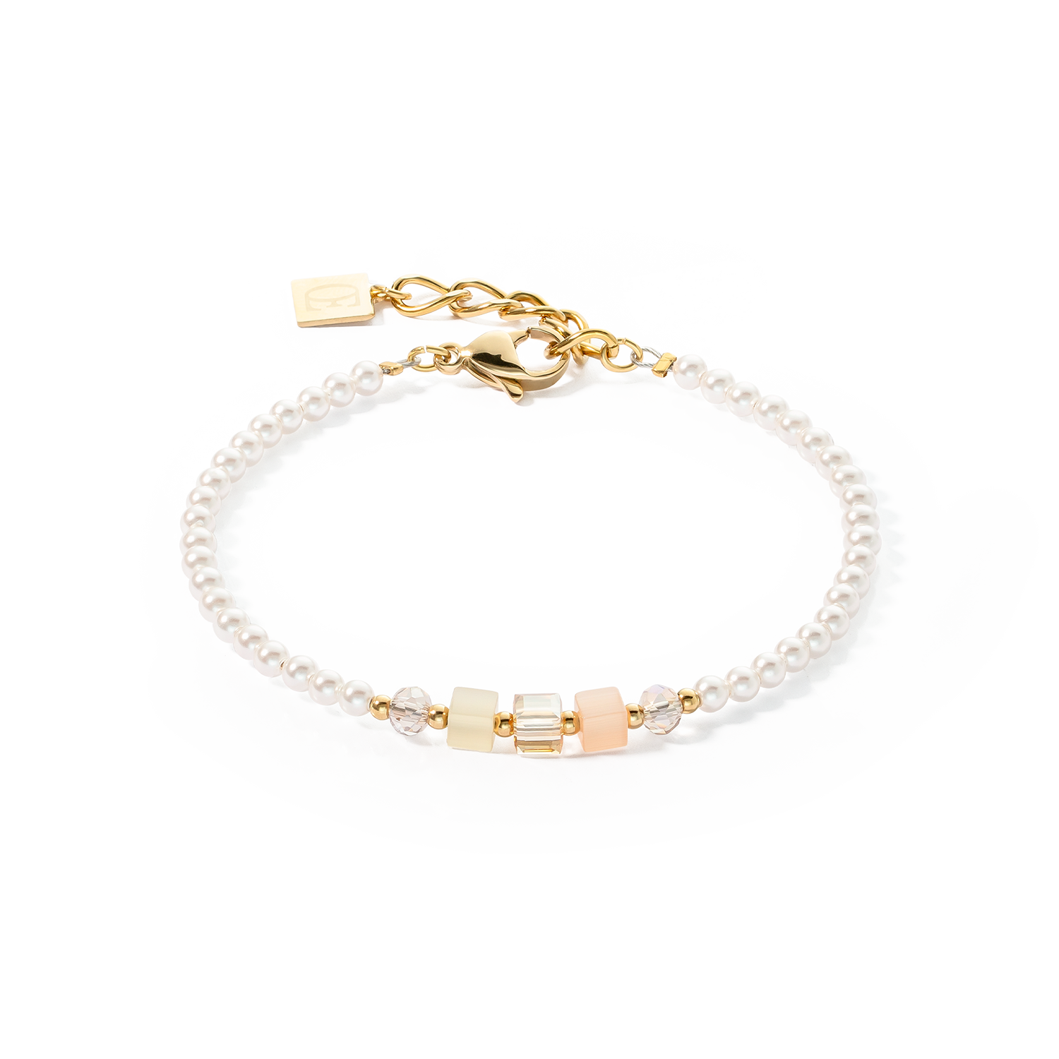 Bracciale Princess Pearls & Cubes oro-beige