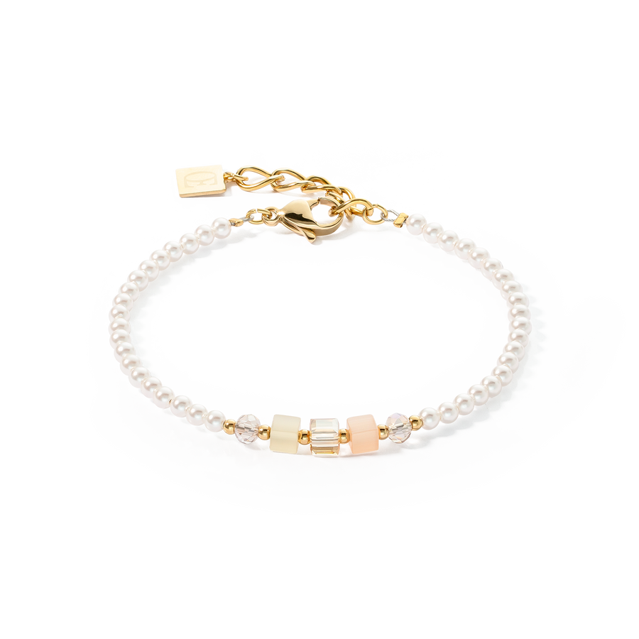 Bracciale Princess Pearls & Cubes oro-beige