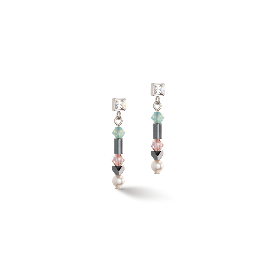 Orecchini Princess Pearls Asimmetria aqua-rosa