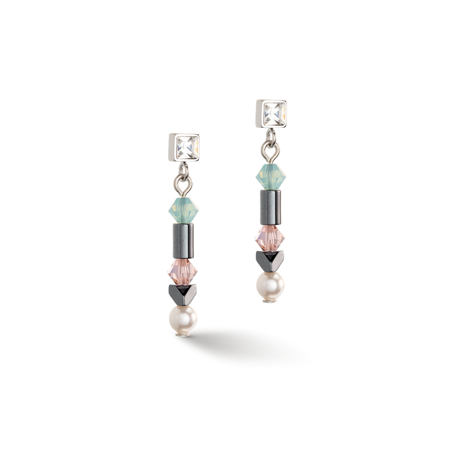 Orecchini Princess Pearls Asimmetria aqua-rosa