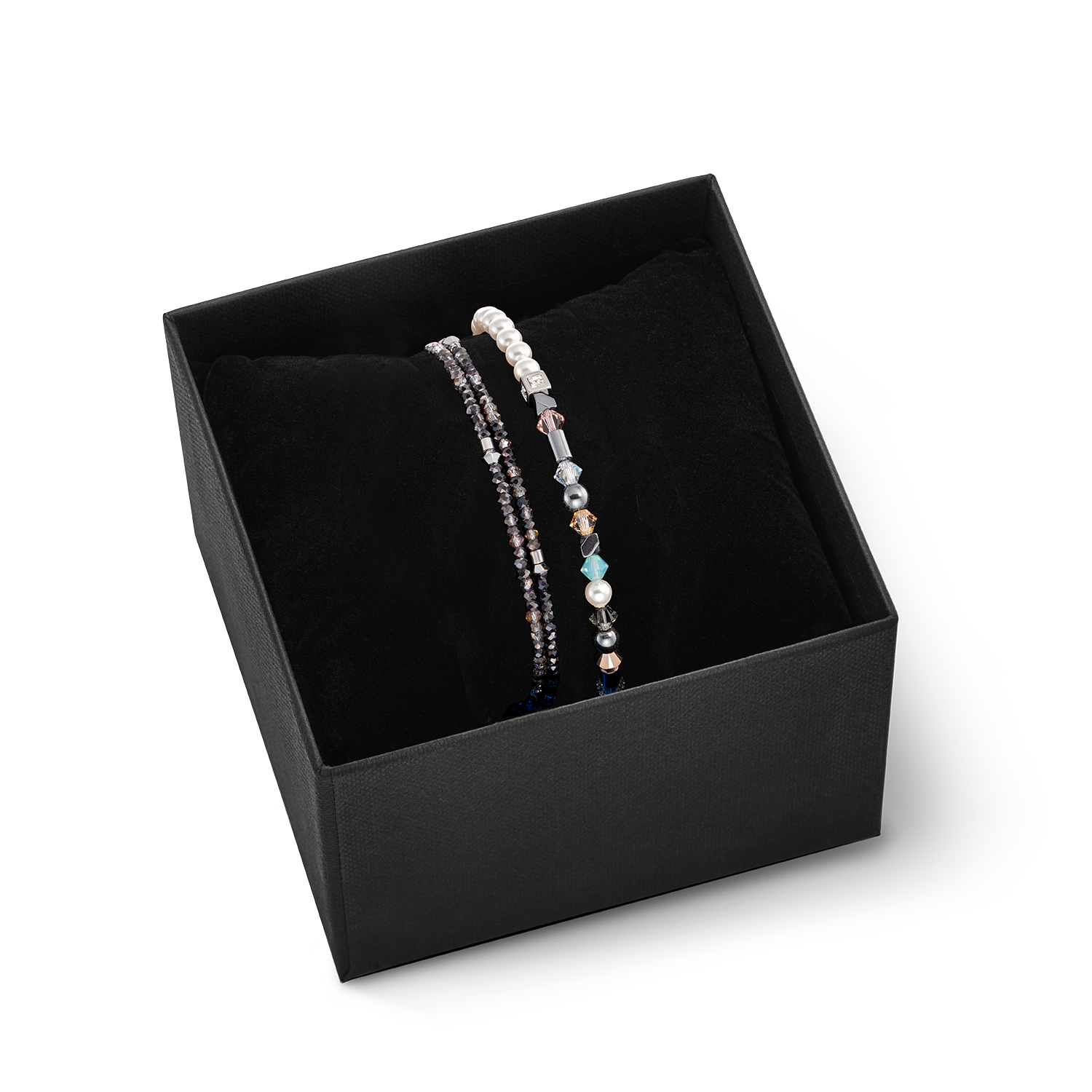 Set de gioielli Bracciali Princess Pearls Asimmetria e Sparkling Dot Delicate antracite aqua-rosa