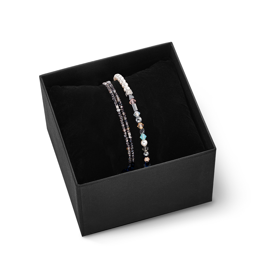 Set de gioielli Bracciali Princess Pearls Asimmetria e Sparkling Dot Delicate antracite aqua-rosa