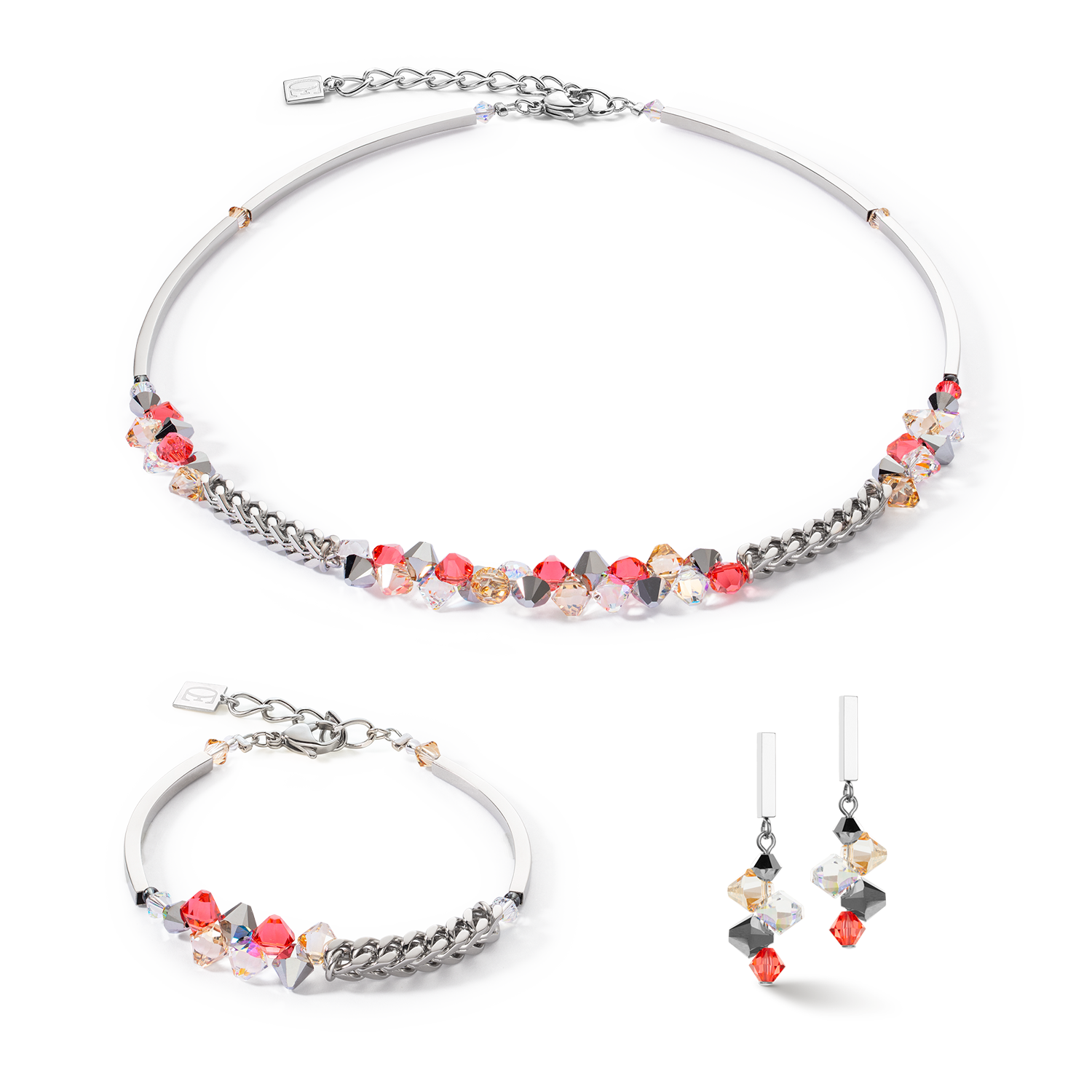 Collana Dancing Crystals & Chunky Chain rosso