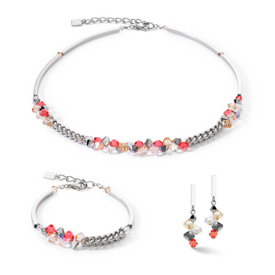Collana Dancing Crystals & Chunky Chain rosso