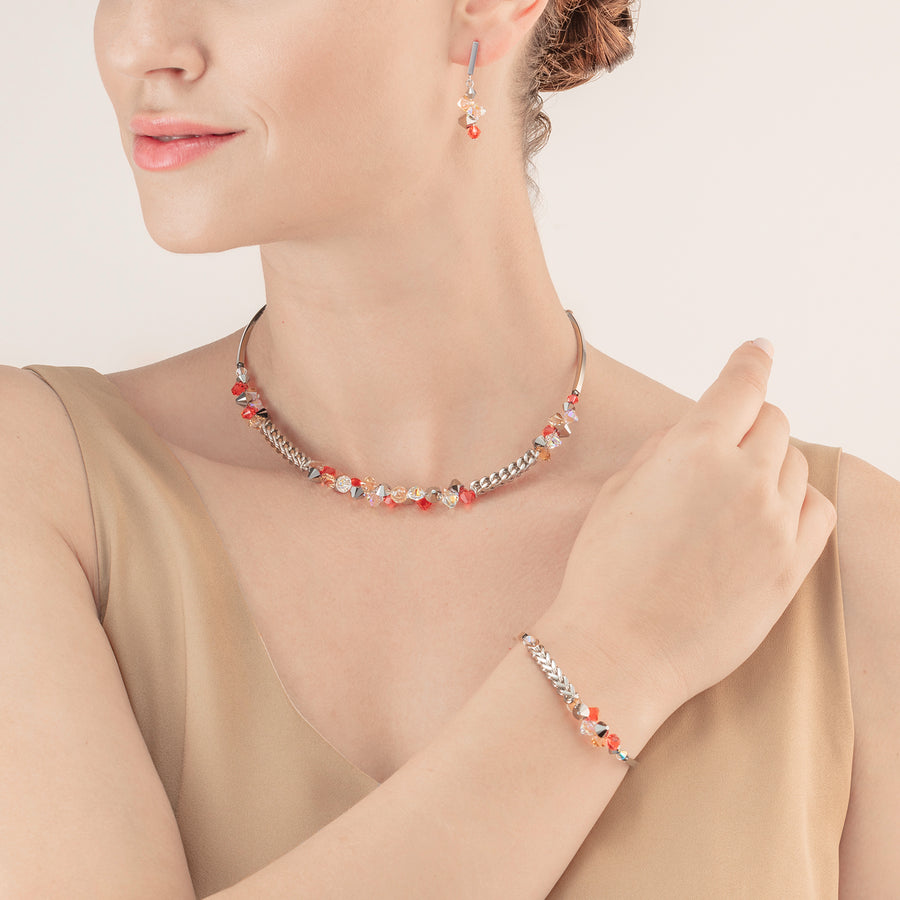Collana Dancing Crystals & Chunky Chain rosso