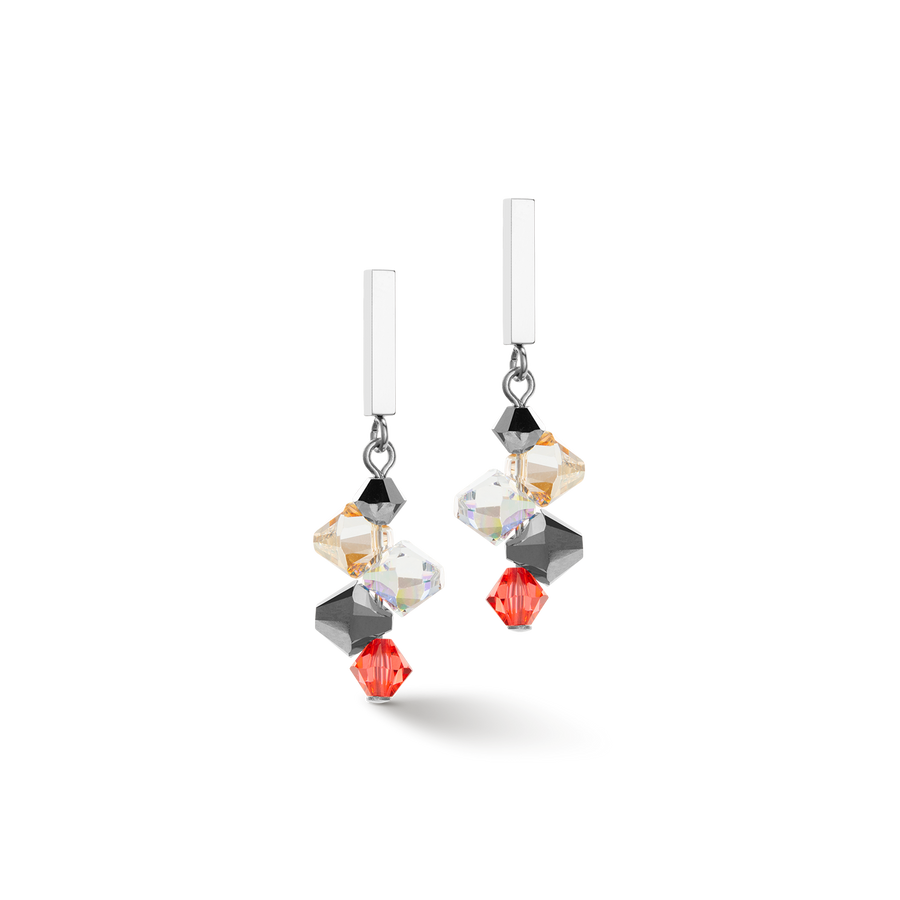 Orecchini Dancing Crystals & Chunky Chain rosso