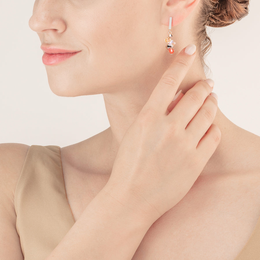 Orecchini Dancing Crystals & Chunky Chain rosso