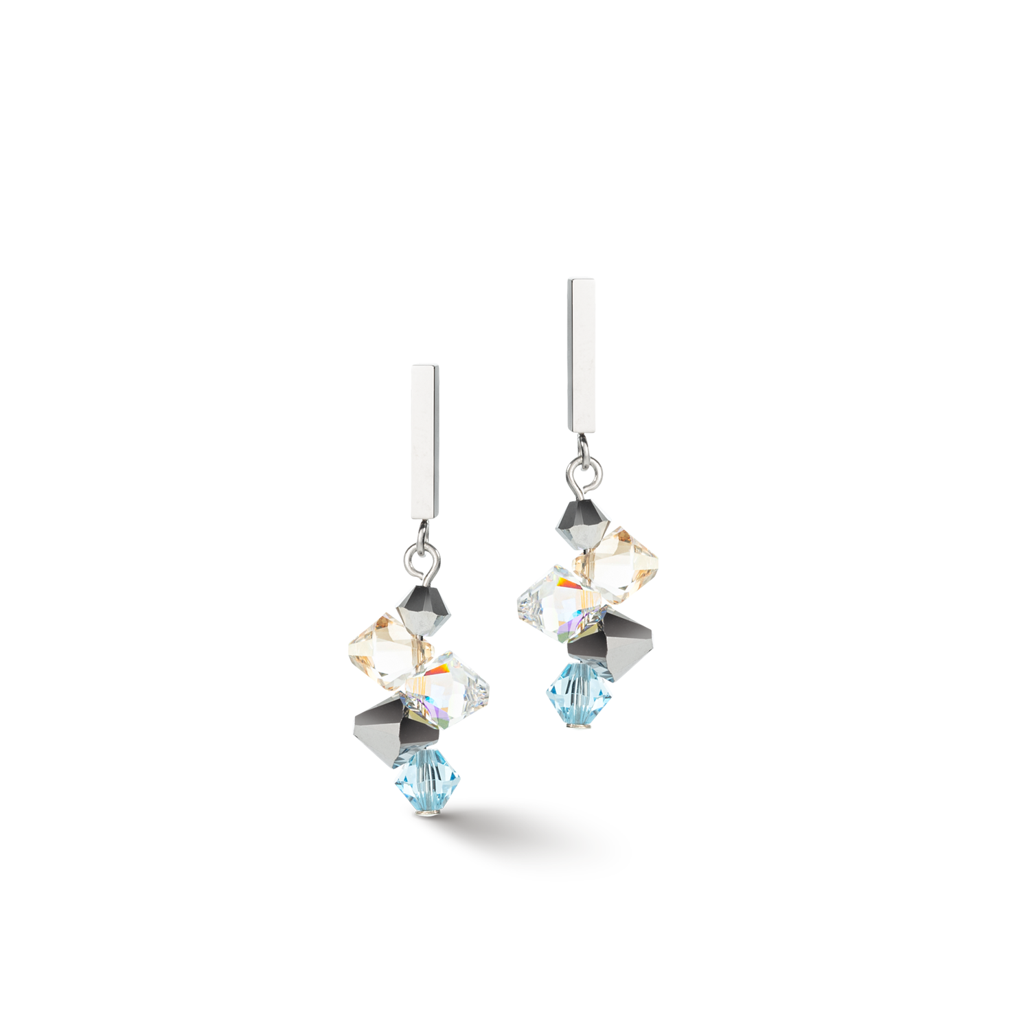 Orecchini Dancing Crystals & Chunky Chain aqua