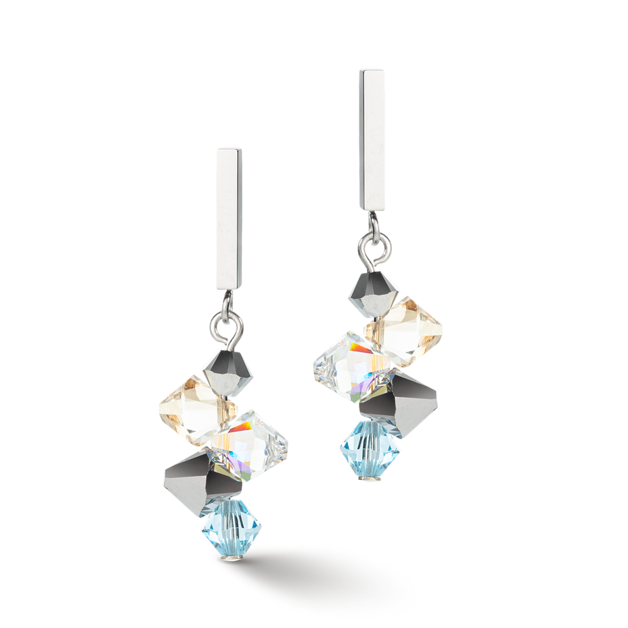Orecchini Dancing Crystals & Chunky Chain aqua