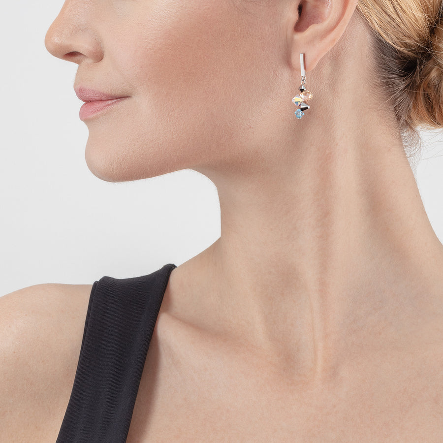 Orecchini Dancing Crystals & Chunky Chain aqua