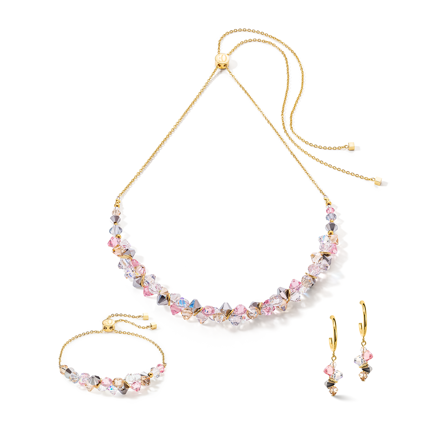 Collana Dancing Crystals oro rosa chiaro