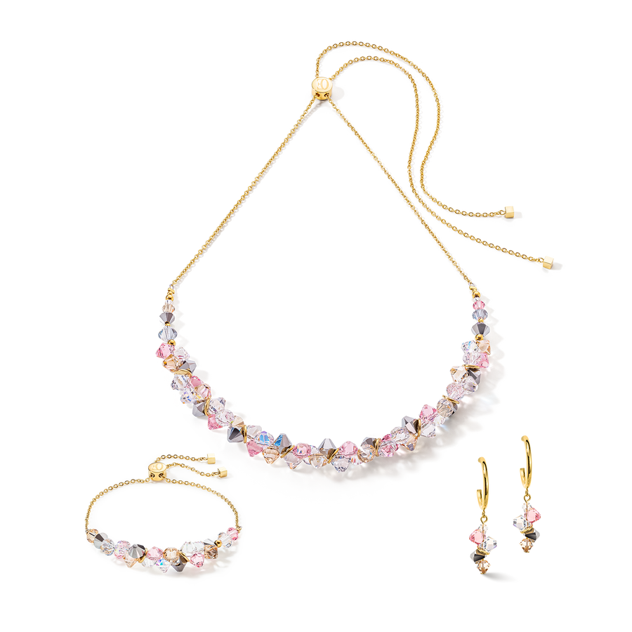 Collana Dancing Crystals oro rosa chiaro