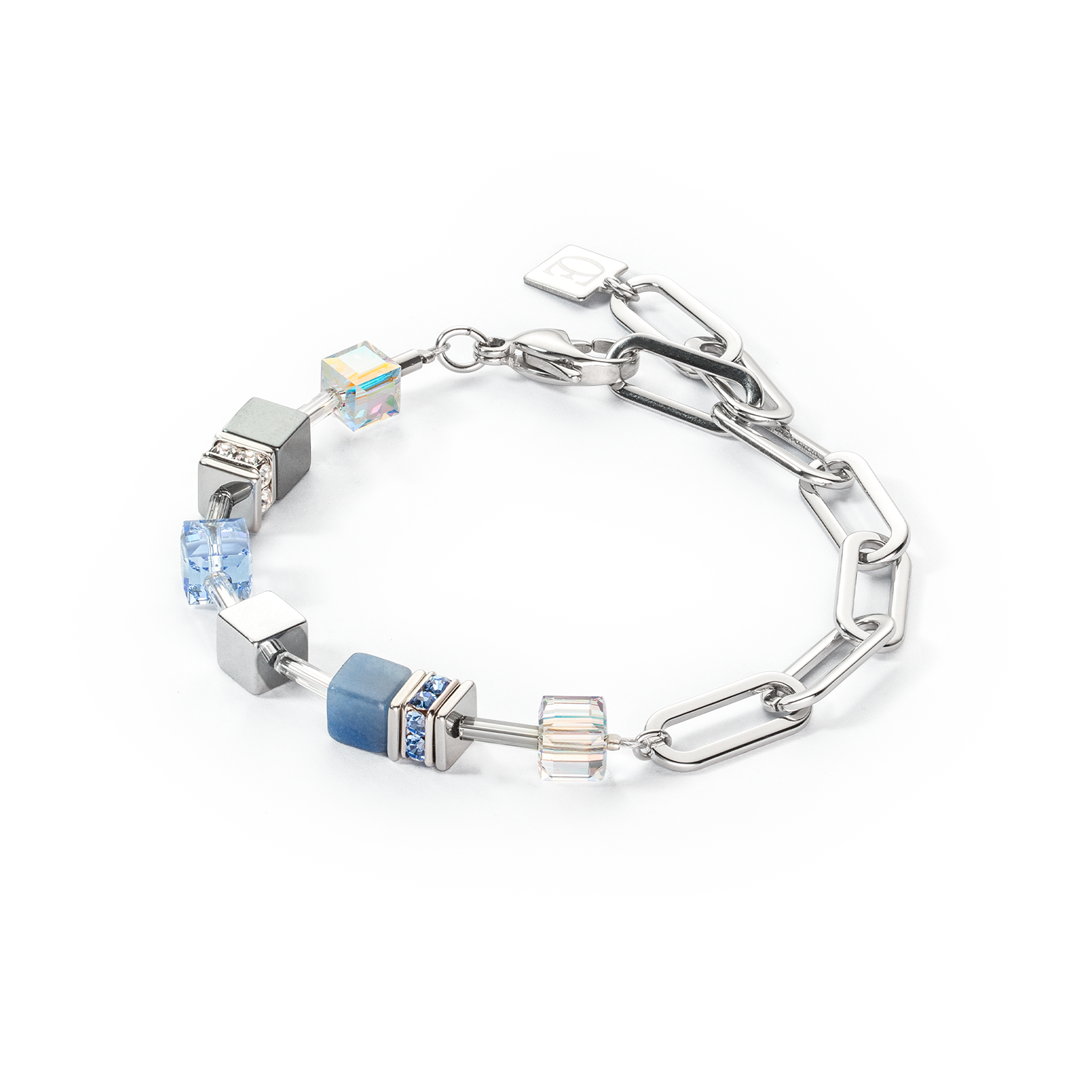 Bracciale GeoCUBE® Fusion Chain argento-blu