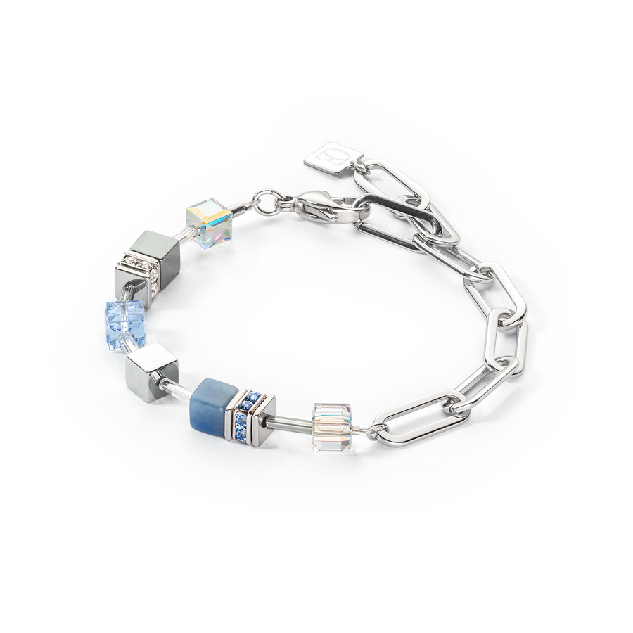 Bracciale GeoCUBE® Fusion Chain argento-blu