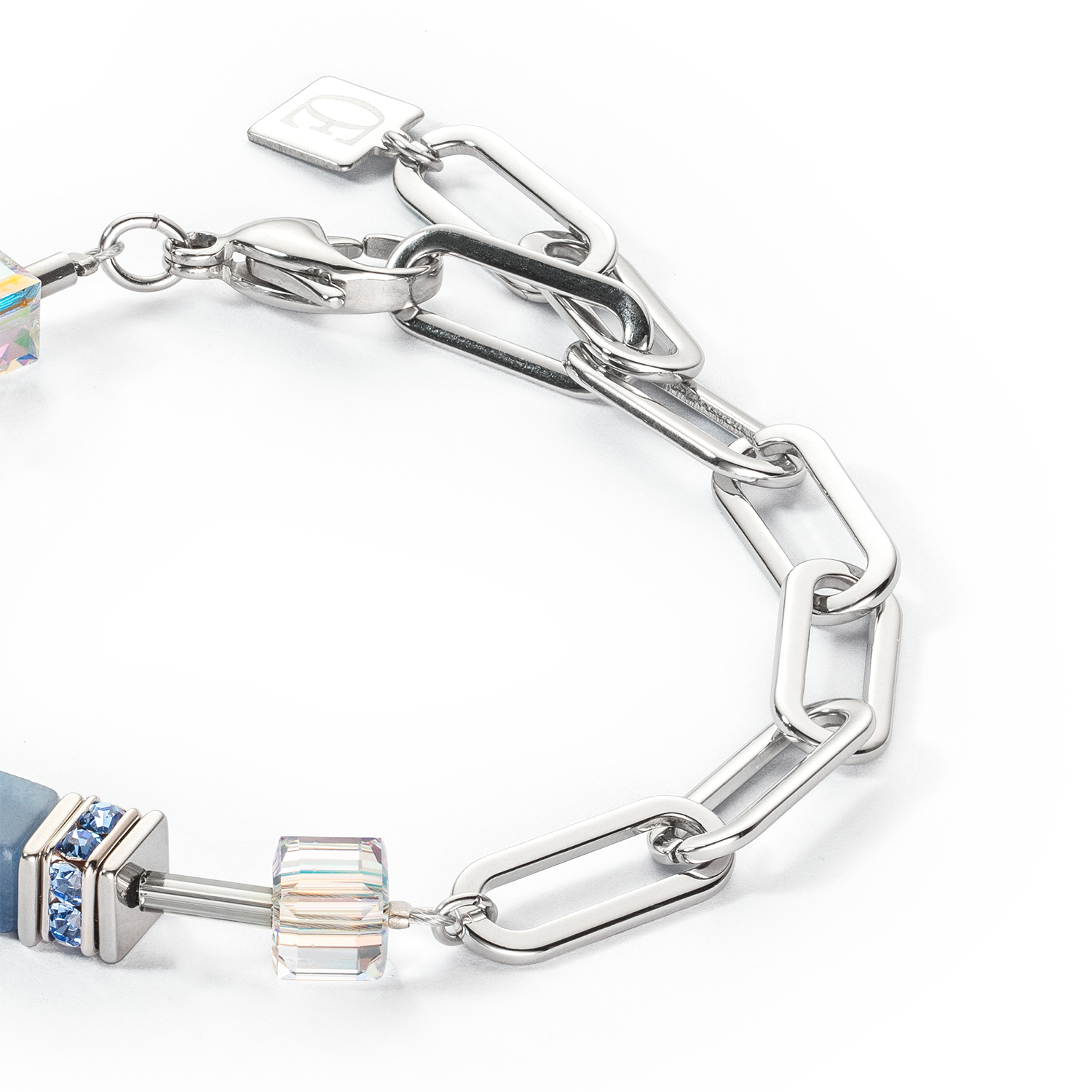 Bracciale GeoCUBE® Fusion Chain argento-blu