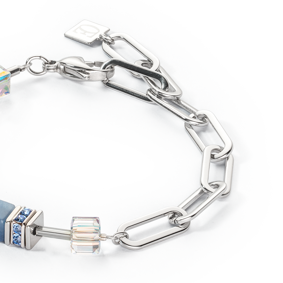 Bracciale GeoCUBE® Fusion Chain argento-blu