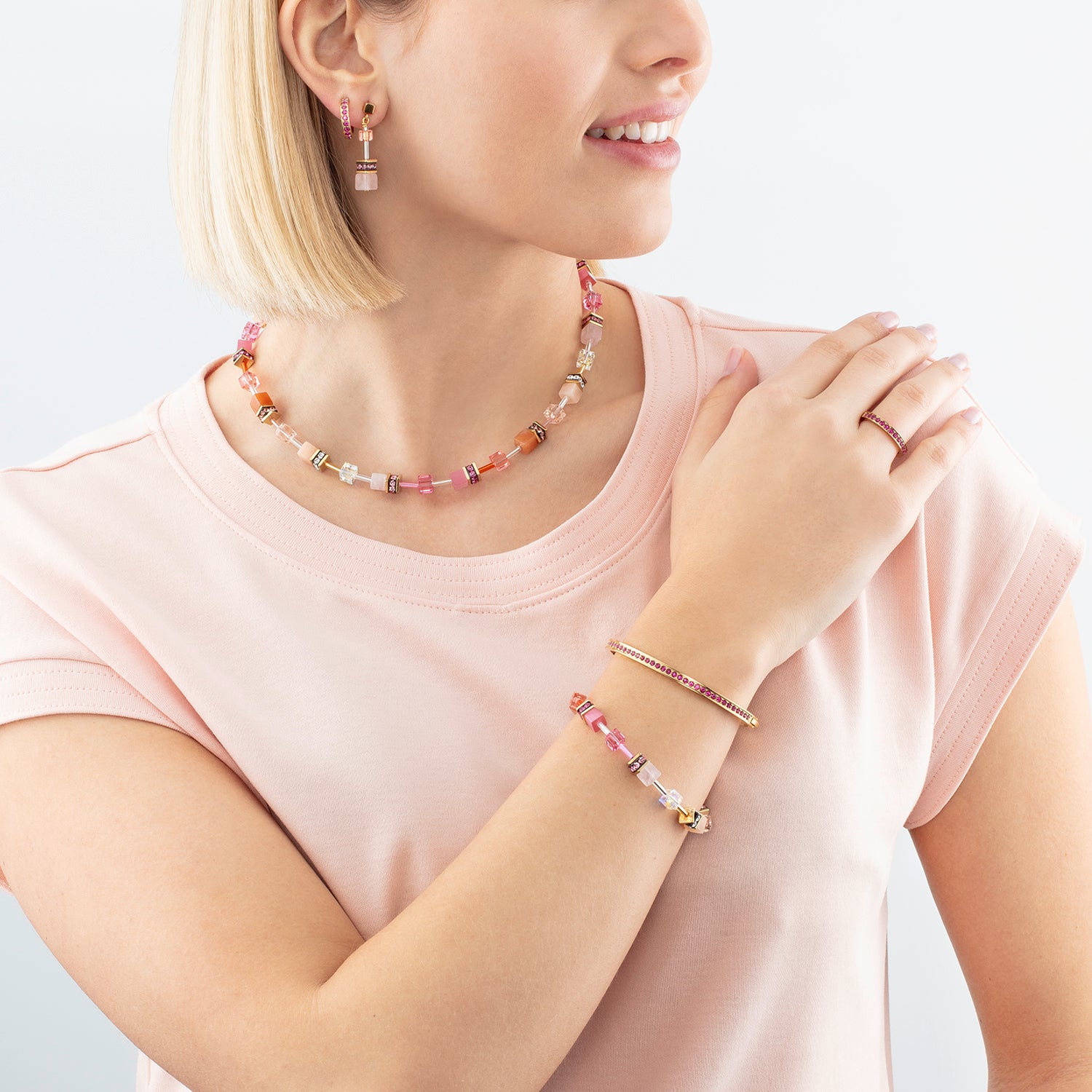 Collana GeoCUBE® Iconic Precious rose-arancione