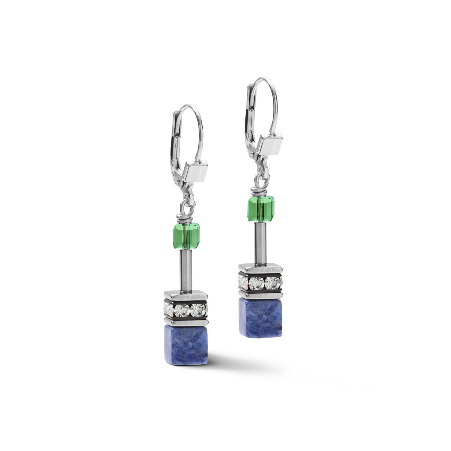 Orecchini GeoCUBE® cristalli e pietre preziose blu-verde