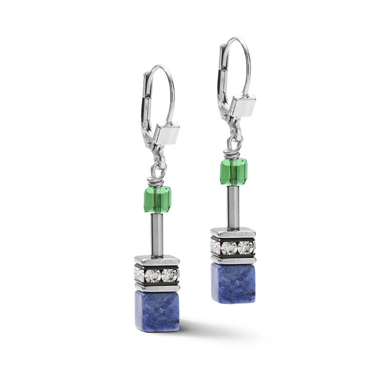 Orecchini GeoCUBE® cristalli e pietre preziose blu-verde