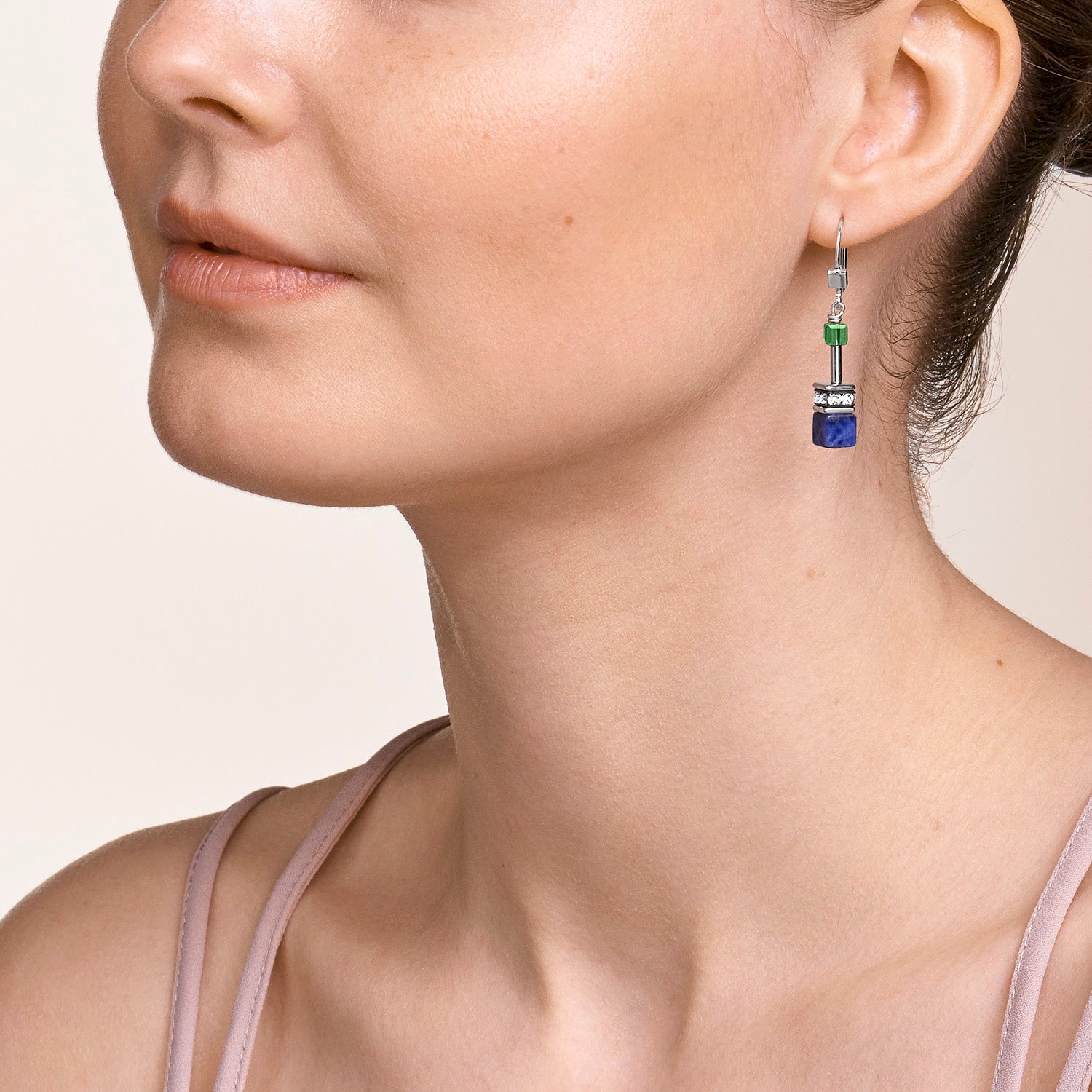 Orecchini GeoCUBE® cristalli e pietre preziose blu-verde