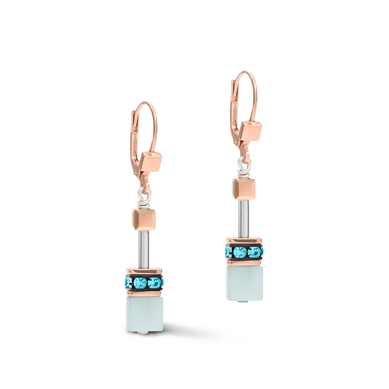 Orecchini GeoCUBE® cristalli e pietre preziose aqua-beige