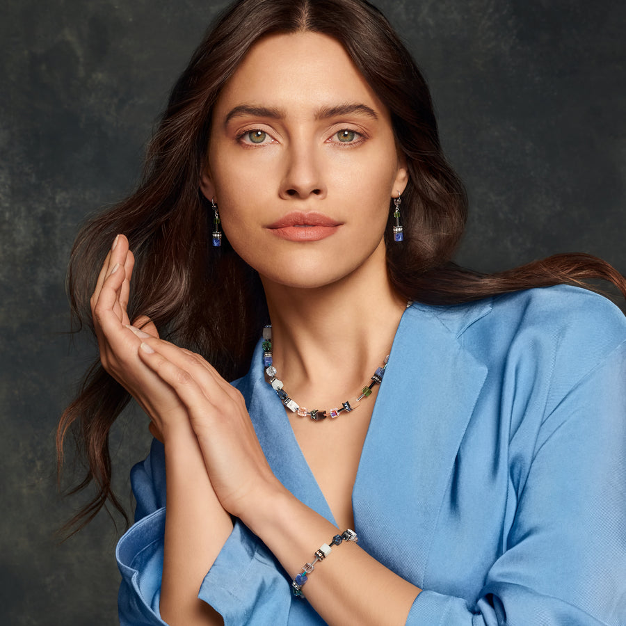 Braccialetto GeoCUBE® cristalli e pietre preziose blu-verde