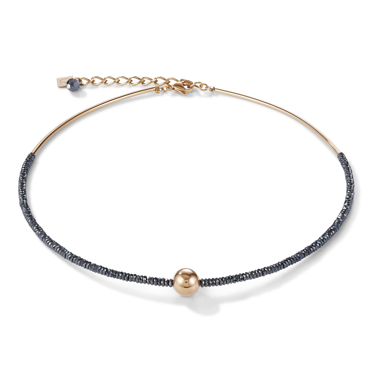 Collana ematite e acciaio inox oro rosé