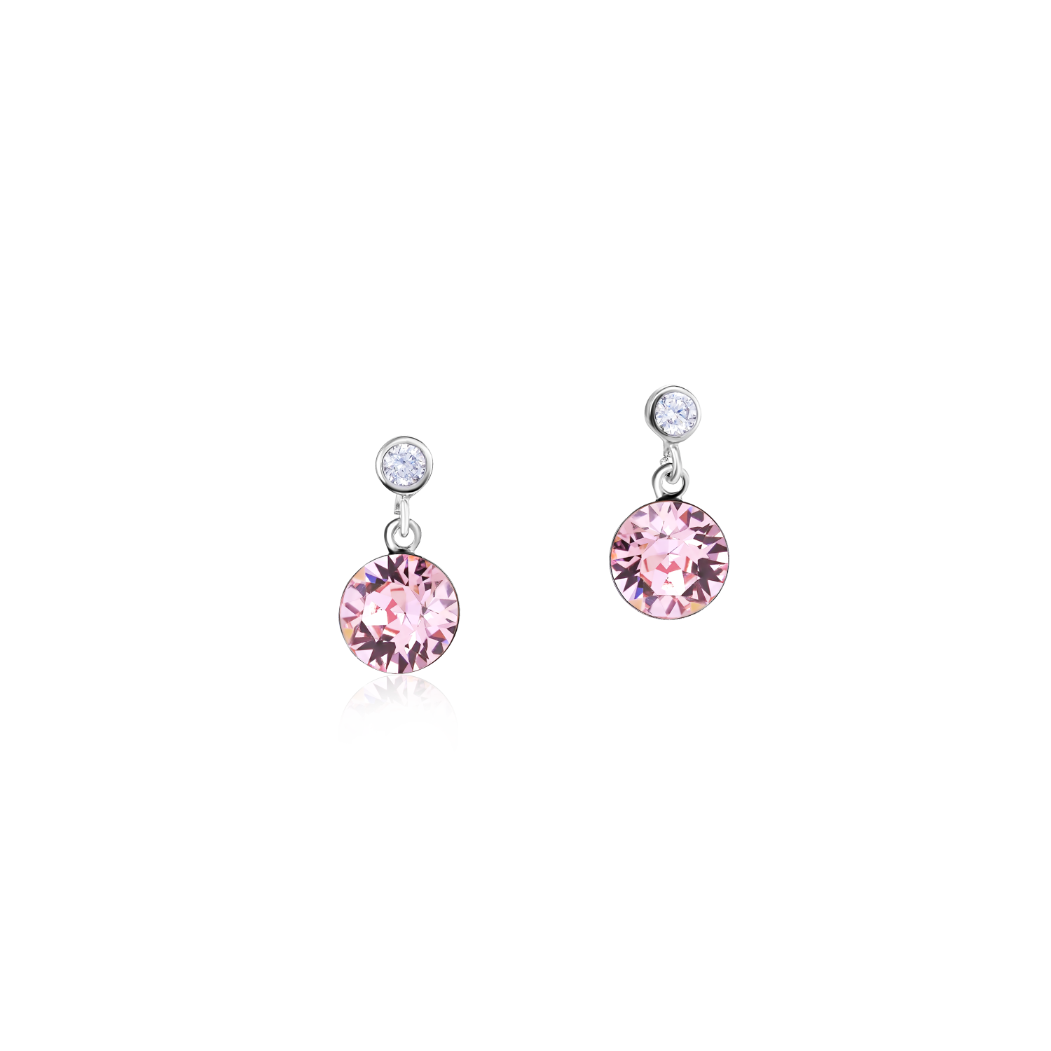 Orecchini cristalli e acciaio inox rosa chiaro