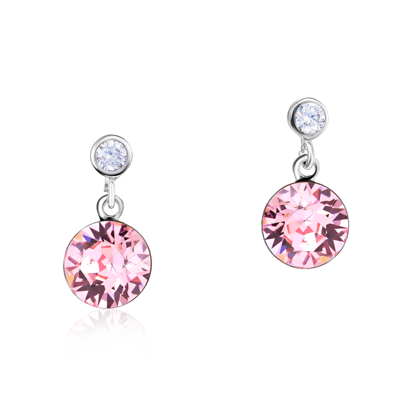 Orecchini cristalli e acciaio inox rosa chiaro